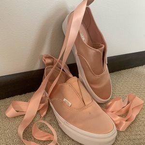 Pink Satin Ballerina Tie Up Vans